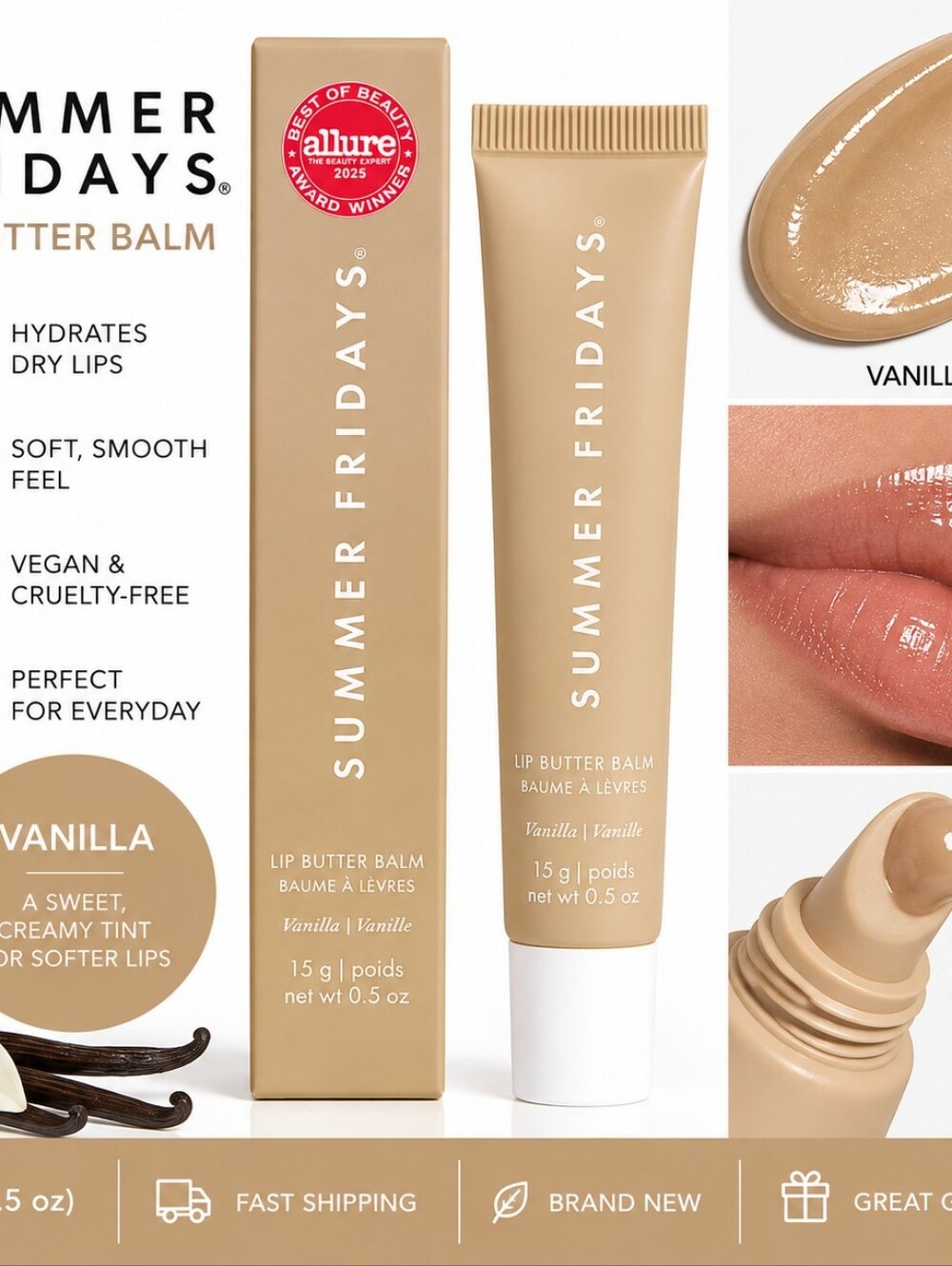 Summer Fridays Vanilla Lip Butter Balm - Creamy Beige Tint